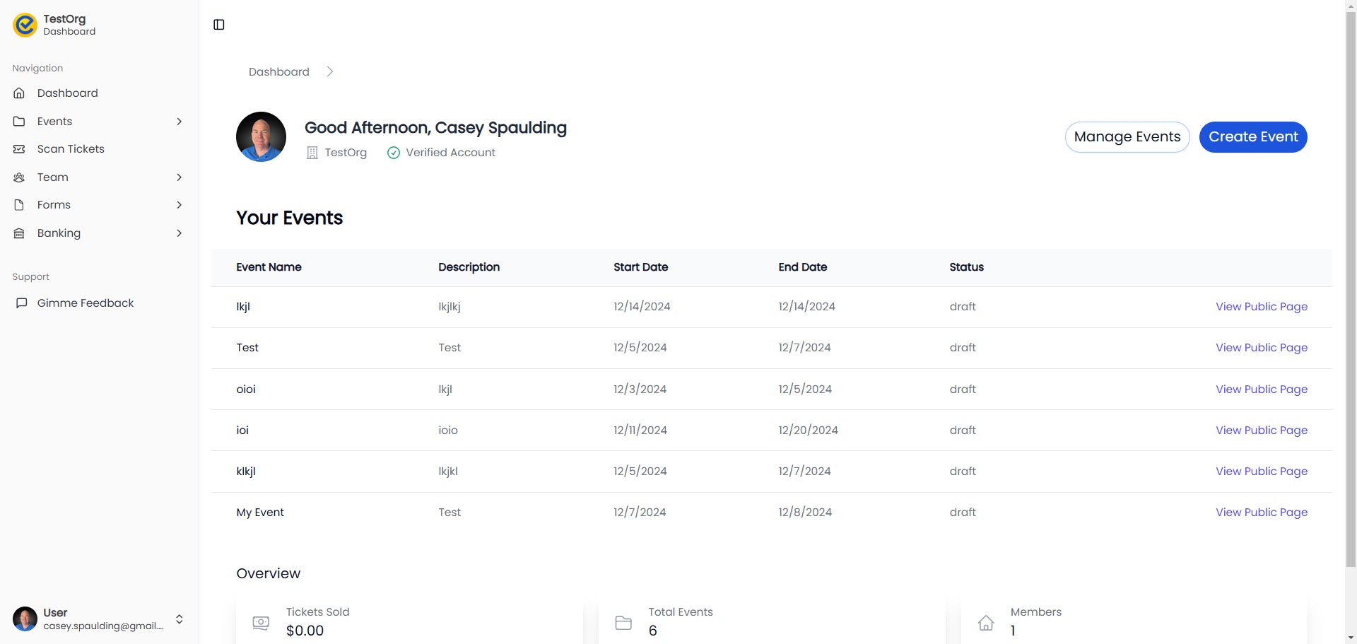 EventJacket Ticketing Dashboard